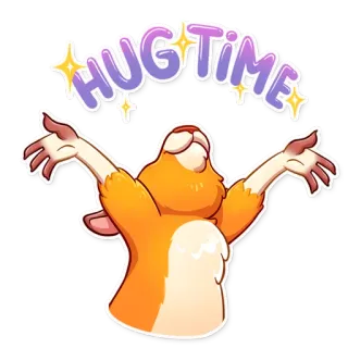 🤗 HUG TIME peluk, waktu, bahagia, binatang, imut, oranye, kartun whatsapp sticker