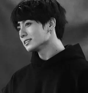 💎 Jungkook Jungkook, BTS, K-pop, chanteur, idole, noir et blanc telegram sticker
