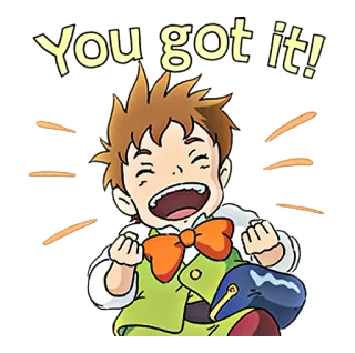 😄 You got it! мальчик, мультфильм, успех, счастливый, праздник telegram sticker