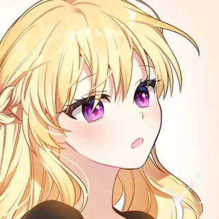 🥡 Anime, Garota, Desenho animado, Retrato, Cabelo loiro, Olhos roxos telegram sticker