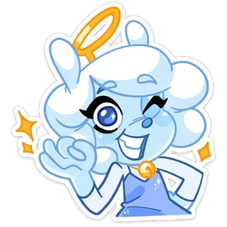 👌 Hoạt hình, Thiên thần, Hào quang, Thỏ, Nhân vật, Dễ thương, Sticker, OK telegram sticker