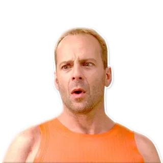 😯 Bruce Willis attore, scioccato, arancione, uomo, faccia, espressione telegram sticker