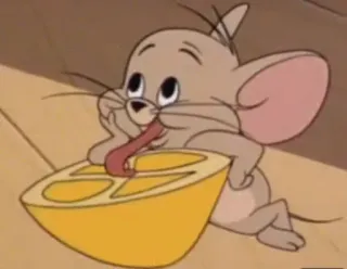 👅 Jerry Tom and Jerry cartoon, mouse, Jerry, lemon, tongue telegram sticker
