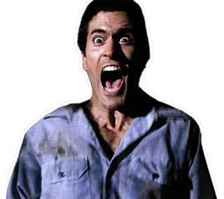😱 Ash Williams Evil Dead horror, movie, ash williams, evil dead, bruce campbell, scary, scream telegram sticker