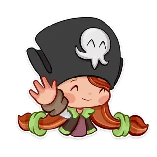 👋 Pirat, Cartoon, Niedlich, Figur, Winken, Schädel whatsapp sticker