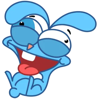 😄 Dibujo animado, Azul, Divertido, Feliz, Conejo, Sonriendo telegram sticker