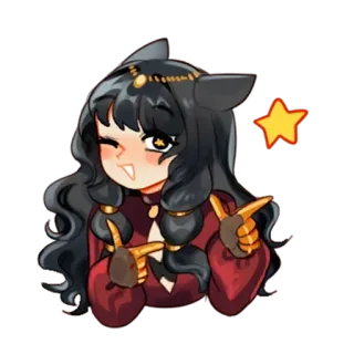 🌟 Аниме, Стикер, Мультфильм, Персонаж, Подмигивание, Жест, Указание telegram sticker