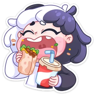 🍔 cibo, burrito, bevanda, cartone animato, carino, mangiare, snack, soda telegram sticker