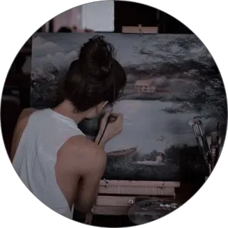 💭 artist, painting, woman, art, canvas, painter, artwork telegram sticker
