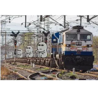 😣 Menhera-chan menhera-chan, train, railroad, meme, waiting, tracks, locomotive, indian railways telegram sticker