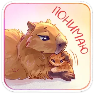 🤗 ПОНИМАЮ капибара, милый, животное, млекопитающее, иллюстрация telegram sticker