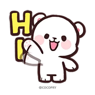 👋 HI ours, mignon, salut, bonjour, coucou, animal, dessin animé whatsapp sticker