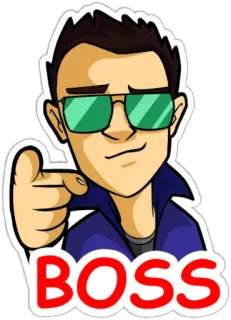 😎 BOSS capo, uomo, cartone animato, occhiali da sole, leadership whatsapp sticker