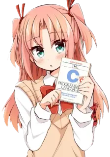 😉 THE C PROGRAMMING LANGUAGE ragazza anime, programmazione, linguaggio C, libro, carino, personaggio whatsapp sticker