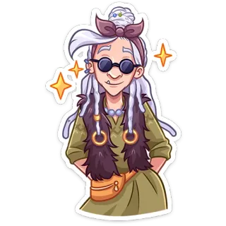 😎 wanita, kartun, karakter, nenek, penyihir, fantasi telegram sticker