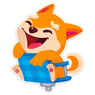 😁 собака, мультик, милый, щенок, сиба ину, животное, качели telegram sticker