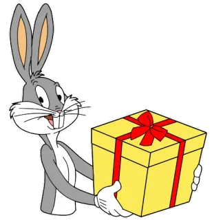 🎁 Bugs Bunny Dibujos animados, Conejo, Regalo, Obsequio, Looney Tunes telegram sticker