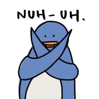 🙅‍♀️ pingouin, bras croisés, dessin animé, bleu, animal telegram sticker