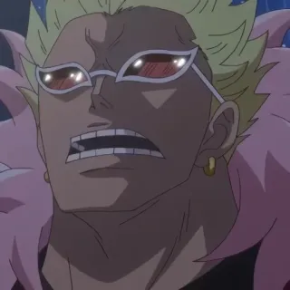 🦩 Donquixote Doflamingo One Piece อนิเมะ, มังงะ, ตัวร้าย, โดฟลามิงโก้, แว่นกันแดด telegram sticker