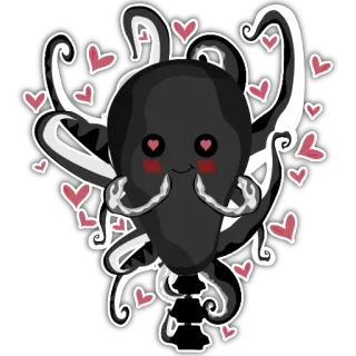 ❤️ polvo, fofo, kawaii, corações, amor, tentáculos, criatura marinha whatsapp sticker