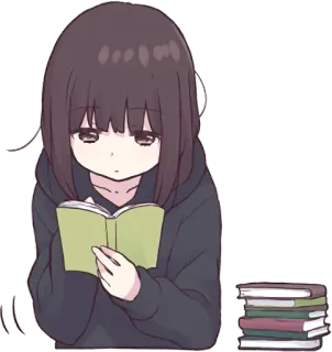 📖 anime, girl, reading, book, kawaii, cute telegram sticker