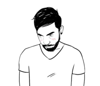 ☹ man, beard, person, sketch, illustration, portrait telegram sticker