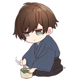 😕 Anime, Chibi, Postać, Japoński, Herbata, Kimono, Tradycyjny, Słodki telegram sticker
