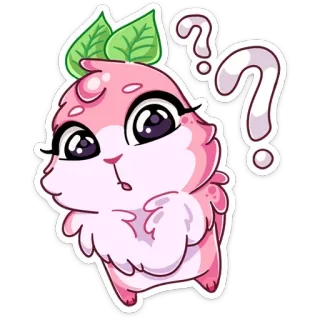 ❓ น่ารัก, เครื่องหมายคำถาม, สีชมพู, นุ่มฟู, คาวาอิ, การ์ตูน, สติกเกอร์ telegram sticker