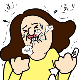 😣 크흨...!! การ์ตูน, ร้องไห้, ทิชชู่, เศร้า, ผู้หญิง telegram sticker