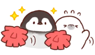 😛 пингвин, тюлень, ликование, милый, животные, звезды telegram sticker