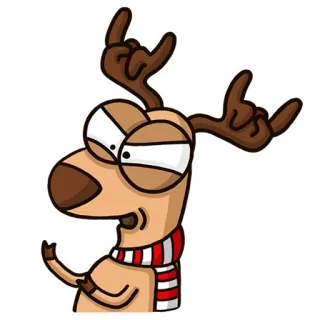 🤘 reindeer, cartoon, scarf, animal, christmas, holiday, funny telegram sticker