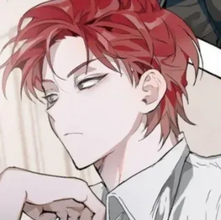 🥢 Anime, Masculino, Pelo rojo, Personaje, Hombre, Retrato telegram sticker