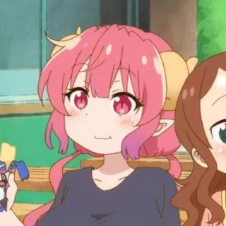 😋 Ilulu Miss Kobayashi's Dragon Maid Anime, Cartoon, Drache, Pinke Haare, Hörner, Ilulu telegram sticker