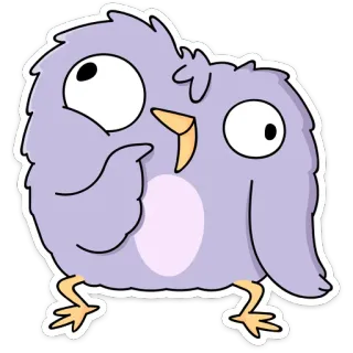🤔 птица, мультфильм, милый, наклейка, фиолетовый, животное whatsapp sticker