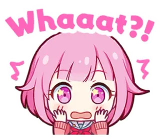 🤩 Whaat?! anime, girl, pink hair, surprised, shocked, exclamation whatsapp sticker