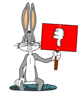 👎 Bugs Bunny dibujos animados, Looney Tunes, conejo, pulgar abajo, no me gusta telegram sticker