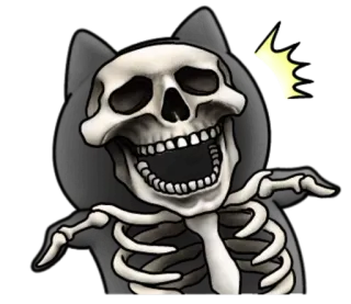 💀 esqueleto, riendo, gracioso, muerte, halloween, espeluznante, lindo, parca whatsapp sticker