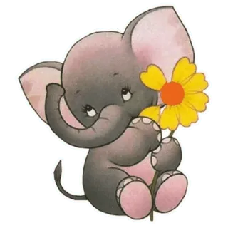 🌼 ช้าง, น่ารัก, ดอกไม้, การ์ตูน, สัตว์, คาวาอิ, น่ารัก telegram sticker