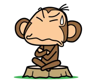 🐵 ลิง, การ์ตูน, สัตว์, น่ารัก, นั่ง telegram sticker