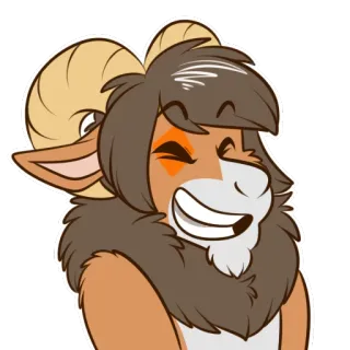 😁 Furry, Bélier, Animal, Cartoon, Souriant, Anthropomorphe telegram sticker