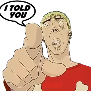 👈 I TOLD YOU pointing, warning, exaggerated, cartoon, speech bubble telegram sticker