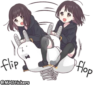 🎠 flip flop Аниме, Девушка, Кролик, Игрушка, Качели, Милый, Весна telegram sticker