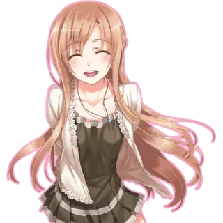 😄 fille anime, mignon, souriant, dessin animé whatsapp sticker