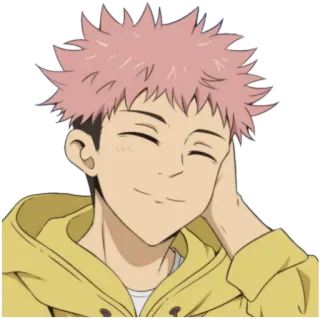 😊 Yuji Itadori Jujutsu Kaisen Аниме, Мультфильм, Милый, Улыбающийся, Персонаж telegram sticker