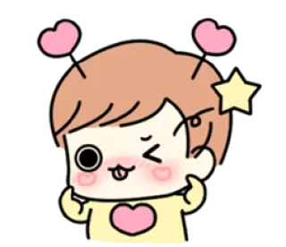 😉 imut, kawaii, kartun, hati, kedip, stiker telegram sticker