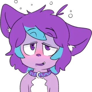 🍥 แมว, สีม่วง, การ์ตูน, สัตว์, ง่วง, น่ารัก, ง่วง telegram sticker
