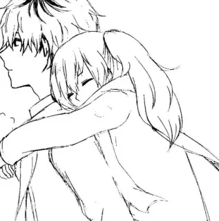 🖤 ハグ, カップル, アニメ, マンガ, 愛情, 愛, アート telegram sticker