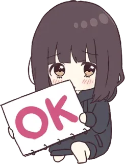 👍 OK Аниме, Девушка, Ок, Одобрение, Милый, Чиби telegram sticker