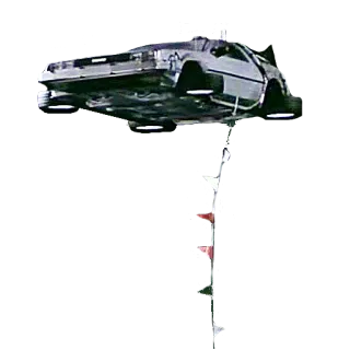 🚀 DeLorean, coche volador, futurista, transporte, vehículo whatsapp sticker