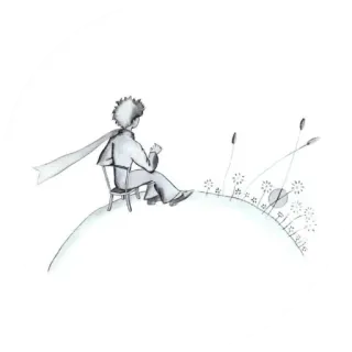 👑 The Little Prince El Principito, Antoine de Saint-Exupéry, libro infantil, estrella, planeta, ilustración telegram sticker